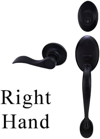 Designers Impressions Frankfort Matte Black Handleset with Kingston Interior RH (We Key Lock Orders Alike For Free)
