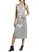 MakeMeChic Women's Cat Print Tank Top Dress Boho Long Maxi Sleeveless Vest Dress Grey L