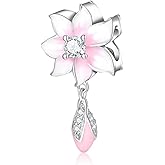FAEFASH Flowers Charms Bead 925 Sterling Silver Rose Charm Orchid, Lotus Bead Love Charm Valentine's Day Beads Flower Charm fit Women Pandora Style Charms Flower Bracelet & Necklace Flower
