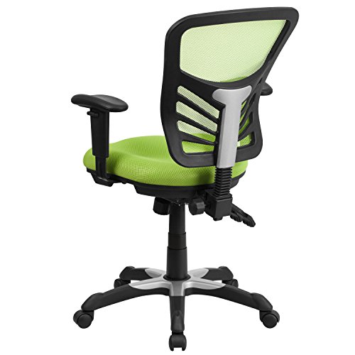 Flash Furniture Mid-Back Green Mesh Multifunction Executive Swivel Chair with Adjustable Arms