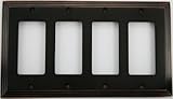 Deco Step Style Oil Rubbed Bronze 4 Gang GFI/Rocker Wall Plate