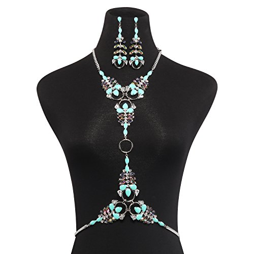 Holylove Statement Body Necklace Earrings Jewelry Set With Color Box-HLN0004E-Blue