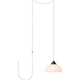 Globe Electric 60435 1-Light Plug-in Pendant Light Fixture, Dark Bronze Finish, Frosted Shade, Adjustable Clear Cord Height, 