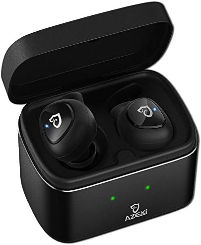 Azexi True Wireless Stereo TWS Earbuds Bluetooth In-Ear Cordless Headset Headphone Twins Noise Free Earphones with Built-in Mic & Portable Charging Case for Iphone Andriod Smart Device