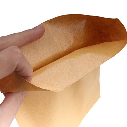 ZICOME 100 Pack Brown Kraft Paper Bags for Candy Bar Treat Snack Cookie Goodie, 6.4 x 8 Inch