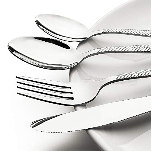 Silverware-Set-Stainless-Steel-Flatware-Sets, Heavy Duty 20 Piece Knives Forks and Spoons set, for Silver Ware Service 4