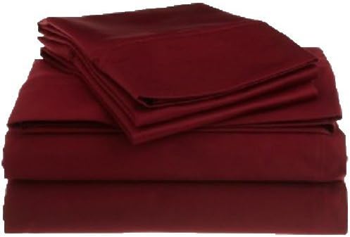 VOGUE linen Soft Touching (Set Of 4-Pieces) Bed Sheet Set Solid Colors With Extra Deep Pocket 26" Inches Depth 600 Thread Count, 100% Egyptian Cotton Camper/RV Short Queen Size Burgundy