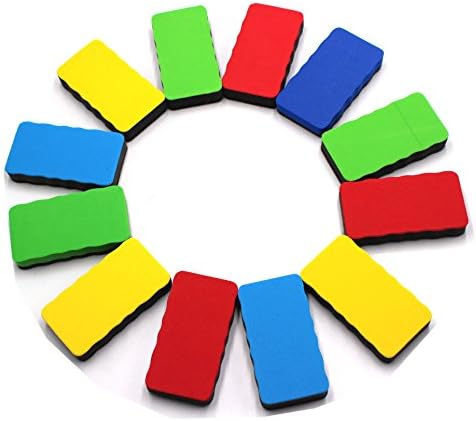 Magnetic Whiteboard Dry Erasers, 12 Pack - 4 Colors for 3 Each - 2.2 x 4 Inches Each