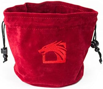 Dragon's Play Red Dice Bag - Perfect Gift For Gamers | 3 Interior Pockets | Large, Double Lined, Freestanding Dice Bag with Embroidered Dragon