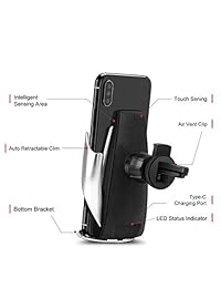 MAKTER Cargador de coche inalámbrico, con abrazadera automática, soporte de cargador de coche inalámbrico de 10 W de carga rápida, compatible con iPhone XS XS Max XR X  8, Samsung y más