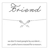 CYBERNY Best Friends Cross Arrow Pendant Necklace for Women with Inspirational Card Silver