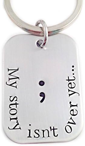 My Story Isn't Over Yet - Semicolon Project - Rounded Rectangle Keychain