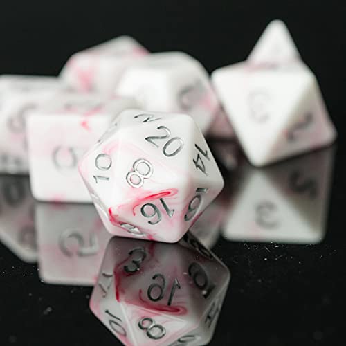 HDdais Polyhedral Dice Sets 7-Die White DND Dice