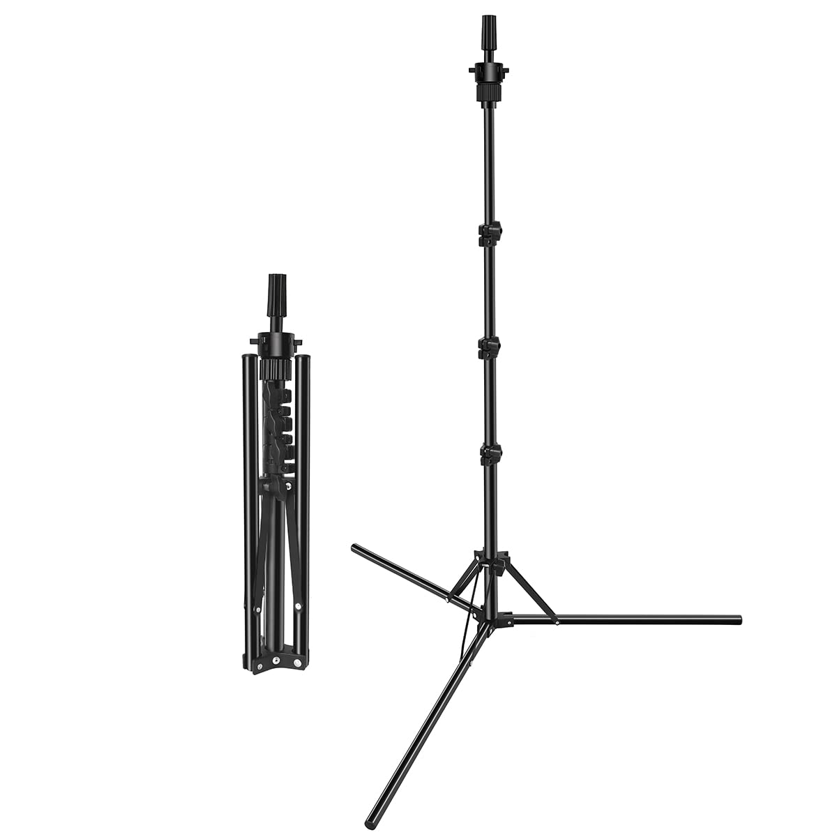 DanseeMeibr Plus Mannequin Head Stand, Metal Tripod, Adjustable Height (17-56Inch), Wig Stand for Hairdressing Training Head