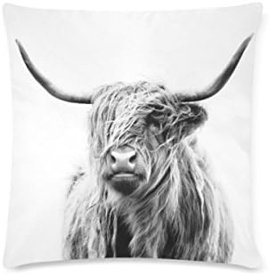 Highland Cow Deisign Custom Zippered Cushion Cases Cotton Pillow Cover Two Side 16x16 Inch