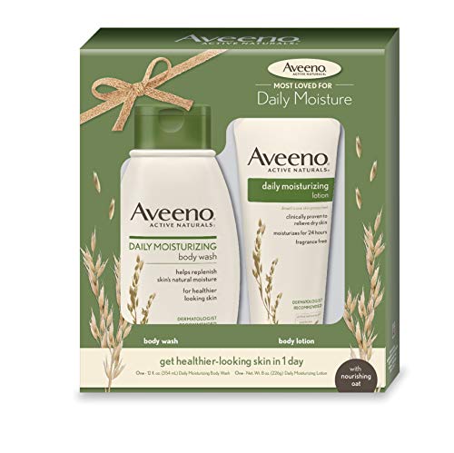 Aveeno Daily Moisturizing Dry Skin Care Gift Set with Nourishing Body Wash & Hydrating Body Lotion, Made with Soothing Oatmeal & Glycerin, Dermatologist-Recommended Brand, Set of 2