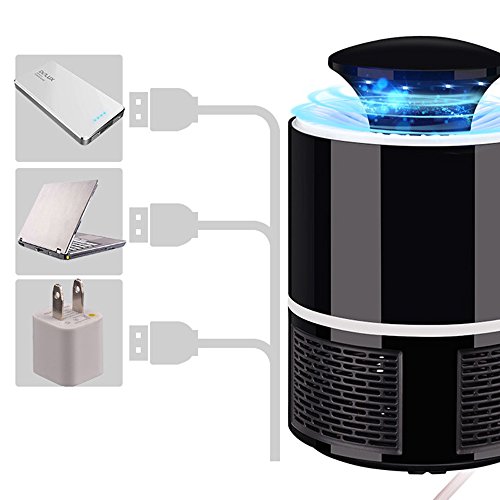 YHOUSE Electric Mosquito Insect Zapper Killer with Trap Lamp, Chemical-free USB Powered Smart Light Control UV LED Photocatalyst Fly Bug Dispeller with Suction Fan for Indoor Home (Black)