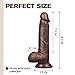 Realistic Brown Dildo with Suction Cup, Fovel Dual Density Liquid Silicone Adult Toys for G-Spot Anal 8.3 Inch Premium Penis Dong, Sex Toy for Female & Male Masturbation