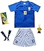 KID BOX Brazil Neymar JR #10 Away Blue Football Soccer Kids Jersey Short Socks Set Youth Sizes (Blue, 9-10 Years)