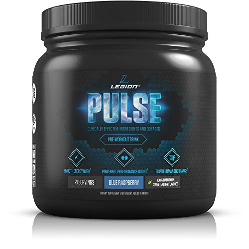 Legion Pulse Pre Workout Supplement - All Natural Nitric Oxide Preworkout Drink to Boost Energy & Endurance. Creatine Free, Naturally Sweetened & Flavored, Safe & Healthy. Blue Raspberry, 21 Servings. (Best Creatine Pre Workout Supplement)