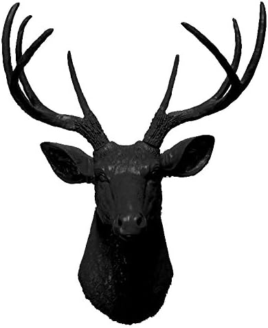Faux Taxidermy Studio Black 8 Point Deer Head | Faux Taxidermy | Black 8 Point Resin Deer Head Black, 20.5