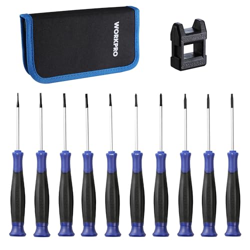 WORKPRO 10 Piece Precision Screwdriver Set Cr-V with Magnetic Tip and Storage Bag