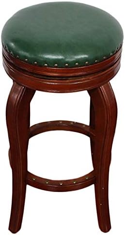zhengdaikang Classic Swivel Bar Stool, Old Steel Finish, Brown Microfiber Leather Seat (Green, 14.5" X14.5'X24)