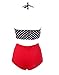 HDE Womens Retro Bikini High Waist Vintage Style Swimsuit 50s Pinup Bathing Suit (Black & Red, S)