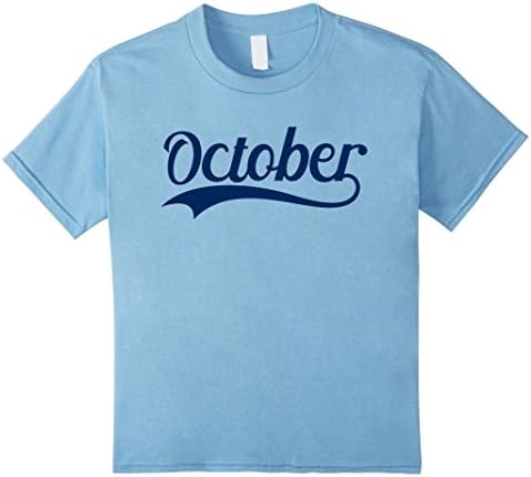 Kids October in a Classic Baseball Look Tee Shirt 8 Baby Blue