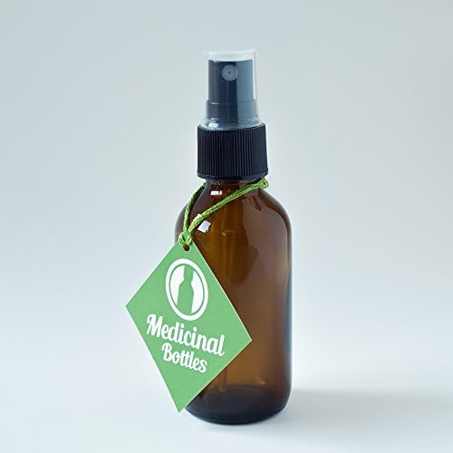 Amber Glass Spray Bottle with Black Mist Sprayer 2 oz (Pack of 5)