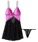 Cinema Etoile Women's Alexa Molded Cup Stretch Lace Babydoll with Trim