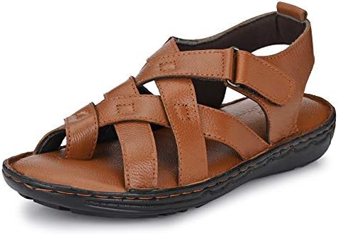Burwood Men's Tan Leather Casual Sandals-10 UK/India (44 EU)(Bw 06