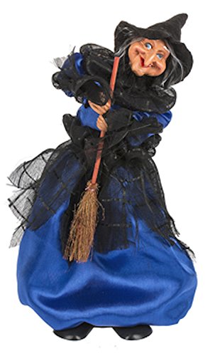 Light Up Dancing Witch with Blue Dress & Black Shawl - Sound Activated