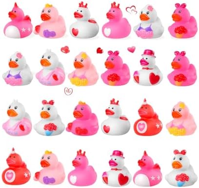 Supervitae 40 Sets Of Valentine Mini Rubber Ducks Valentineu2018s Day Duckies Gift With
