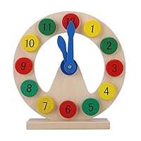 Amojor Wooden Clock Toy,Kids Number Time Early Learning Wooden Clock Studying Preschool Gift for Little Boys Girls
