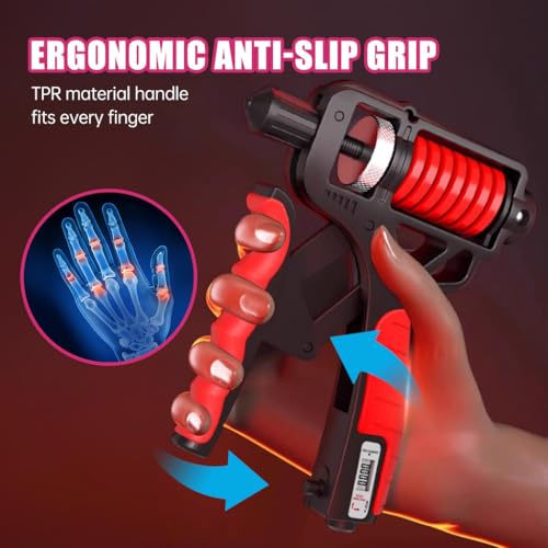 Hand Grip Ajustável 3 em 1, 5-165 kg, com Contador Mecânico e Martelo de Emergência, Fortalecedor de Força de Pegada para Musculação, Segurança Veicular