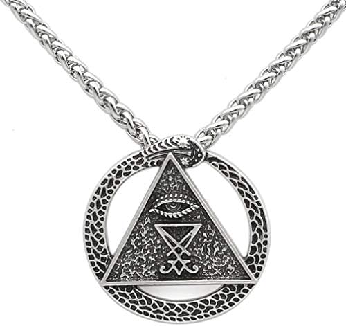 Men Stainless Steel Pendant Necklace The All-Seeing-Eye Illuminati Eye of Providence Pyramid