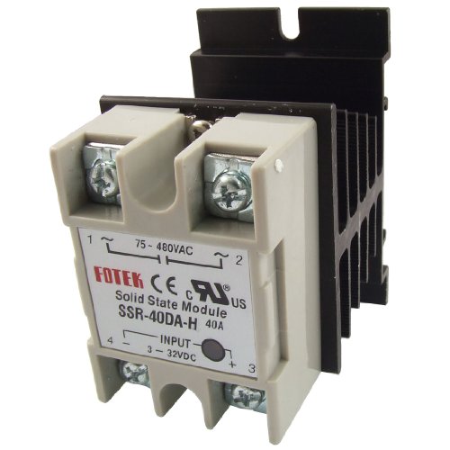 uxcell LED Indicator Solid State Relay SSR-40DA-H 40A 3-32V DC 75-480V AC + Heat Sink