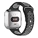 hooroor for Fitbit Versa Silicone Sport Bands for Women Men Small Large, Soft Silicone Replacement Strap Wristband for Fitbit Versa More Color Choice (#02-Black/Gray, Small)