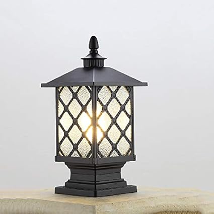 Cerca Plaza Pilar Negro Pared Lámparas Suelo césped antorcha Luces