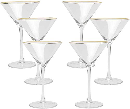 Cocktailgläser Martini Gläser 6er Set Goldener Rand Cocktail Glas mit Stiel Kristallgläser Margarita Mojito Cocktail… – Bild 6