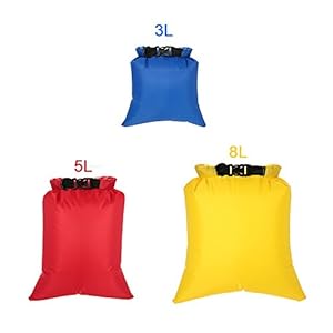Schnorchelmasken Verpackung mit drei trockenen Säcken in verschiedenen Größen, inkl. Säcke 3L, 5L, 8L.
Hochwertiges Polyester Rip-Stop-Gewebe mit Roll-Top-Verschluss, hält Ihre Gegenstände trocken.
Beschichtet mit 100% dichten Nähten, gut aufgenäht, Siegelband, PU-Futter für Undurchlässigkeit.