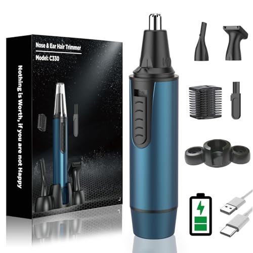 Nose & Ear Hair Clipper, 3 in 1 Professional Hair Trimmer - Nose, Ears, Eyebrows and Facial Hair Remover Painless Waterproof USB Rechargeable for Men and Women
