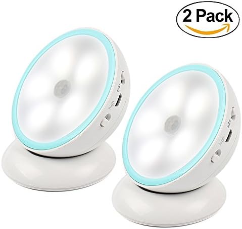 Hanyoo USB Rechargeable 360°Flexible Rotary Motion Sensor LED Night Light (2-Pack)