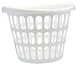 United Solutions LN0019 White Two Bushel Plastic Designer Laundry Basket - 2 Bushel Laundry Bin Designer in White