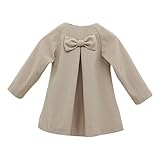 Vogholic Little Girls' Solid Color Warm Bowtie A-Line Woolen Coat Outerwear