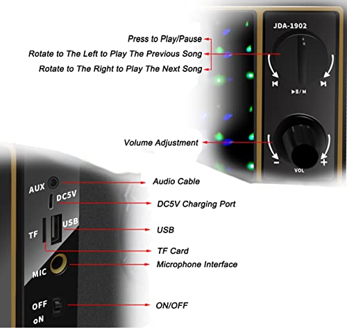 Wireless Bluetooth Speaker,Outdoor Wooden Bluetooth Speaker with LED Colorful Light Screen,Bluetooth 5.0 Wireless Stereo Speaker, Support FM Radio, Suitable for Family, Party, Travel.