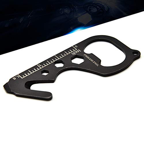 Sihand Bottle Opener Keychain Pliers Keychain Stainless Steel Multi-Function Tool Card Opener Pocket Tool (Black) - Thumbnail 3