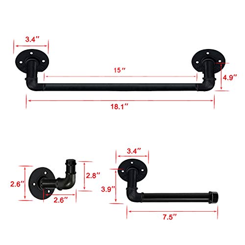 SUNMALL Industrial Pipe Bathroom Hardware Set, Towel Bar Rack, Toilet