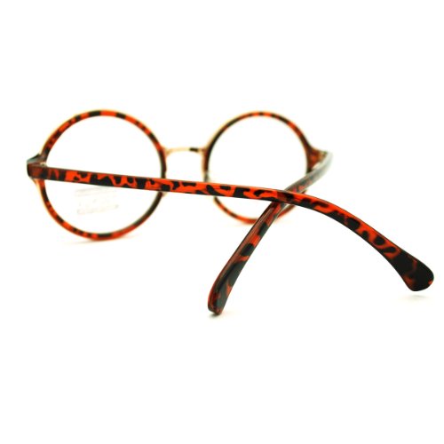 Dark Tortoise Round Clear Lens Glasses Classic Circle Frame Eyeglasses Unisex